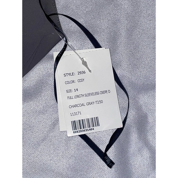 Dessy Collection Size 14 NEW Charcoal Gray Low-Back Bateau-Neck Full Maxi Gown - Picture 6 of 7